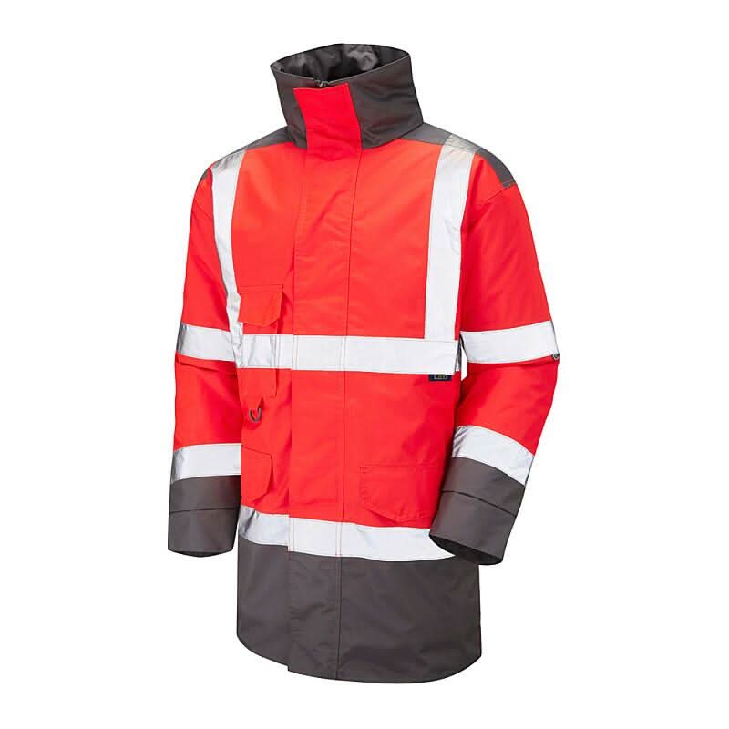 Leo Tawstock ISO 20471 Class 3 Anorak Jacket A01 - Red Grey - Customisable Jacket