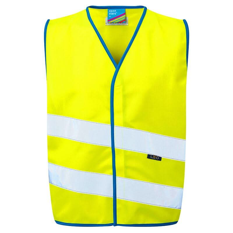 Leo Neonstars EN 1150 Childrens Waistcoat CW01 - Yellow - Customisable Hi-Vis Vest