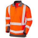 Leo Wringcliff ISO 20471 Class 2 Coolviz Plus Polo Shirt P15 - Orange Grey - Customisable Polos