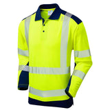 Leo Wringcliff ISO 20471 Class 2 Coolviz Plus Polo Shirt P15 - Yellow Navy - Customisable Polos