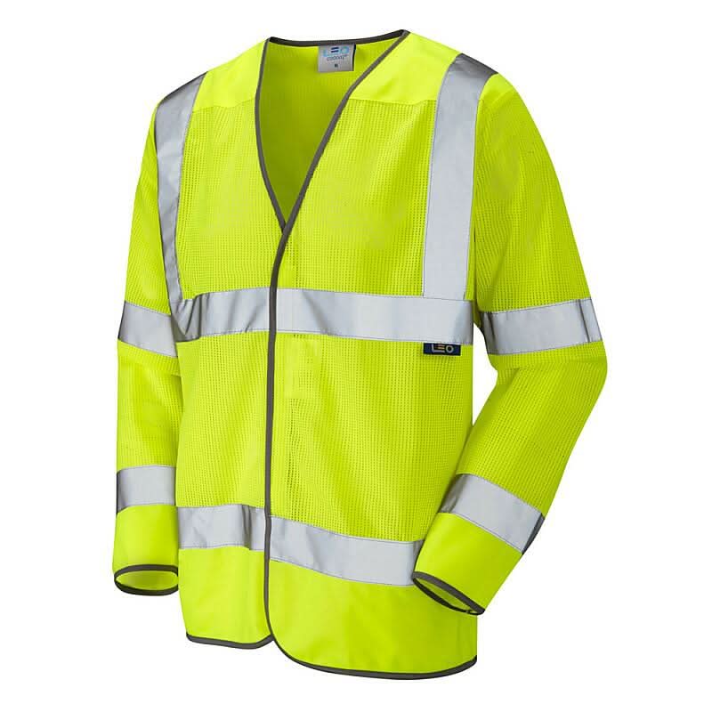 Leo Fremington ISO 20471 Class 3 Coolviz Sleeved Waistcoat S04 - Yellow - Customisable Hi-Vis Vest