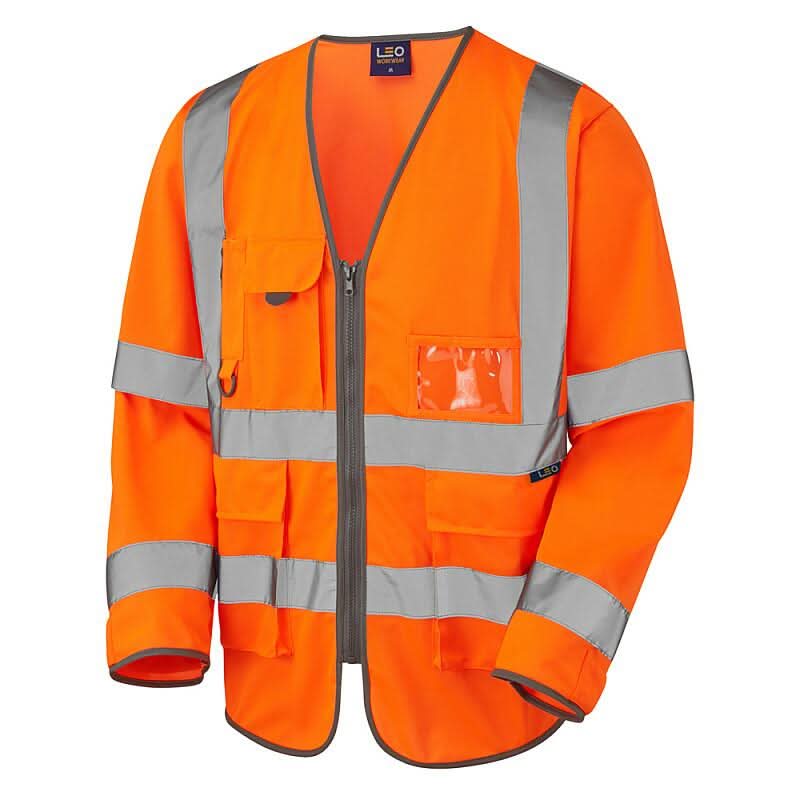 Leo Wrafton ISO 20471 Class 3 Sleeved Superior Waistcoat S12 - Orange - Customisable Hi-Vis Vest