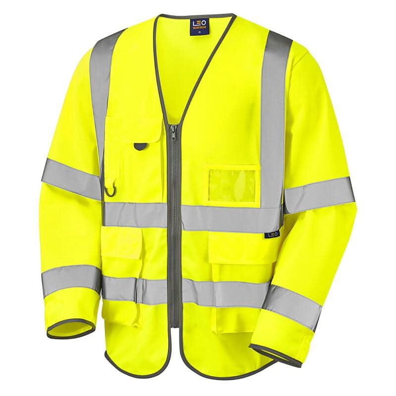 Leo Wrafton ISO 20471 Class 3 Sleeved Superior Waistcoat S12 - Yellow - Customisable Hi-Vis Vest