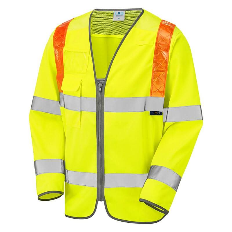 Leo Barbrook ISO 20471 Class 3 Orange Brace Sleeved Waistcoat S13 - Yellow - Customisable Hi-Vis Vest