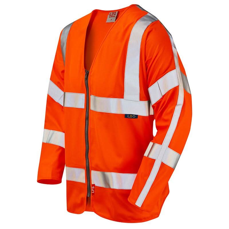 Leo Merton ISO 20471 Class 3 LFS Sleeved Waistcoat S15 - Orange - Customisable Hi-Vis Vest