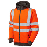 Leo Saunton ISO 20471 Class 3 Full Zip Hooded Sweatshirt SS02 - Orange - Customisable Sweatshirts