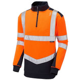 Leo Tapeley ISO 20471 Cl 2 EcoViz PC Dual Colour 14 Zip Sweatshirt SS08 - Orange Navy - Customisable Sweatshirts