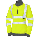 Leo ELBERRY ISO 20471 Cl 2 Womens 14 Zip Sweatshirt SSL01 - Yellow - Customisable Sweatshirts