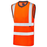 Leo Ashford ISO 20471 Class 2 Comfort EcoVizPB Sleeveless T Shirt V01 - Orange - Customisable Hi-Vis T-Shirts