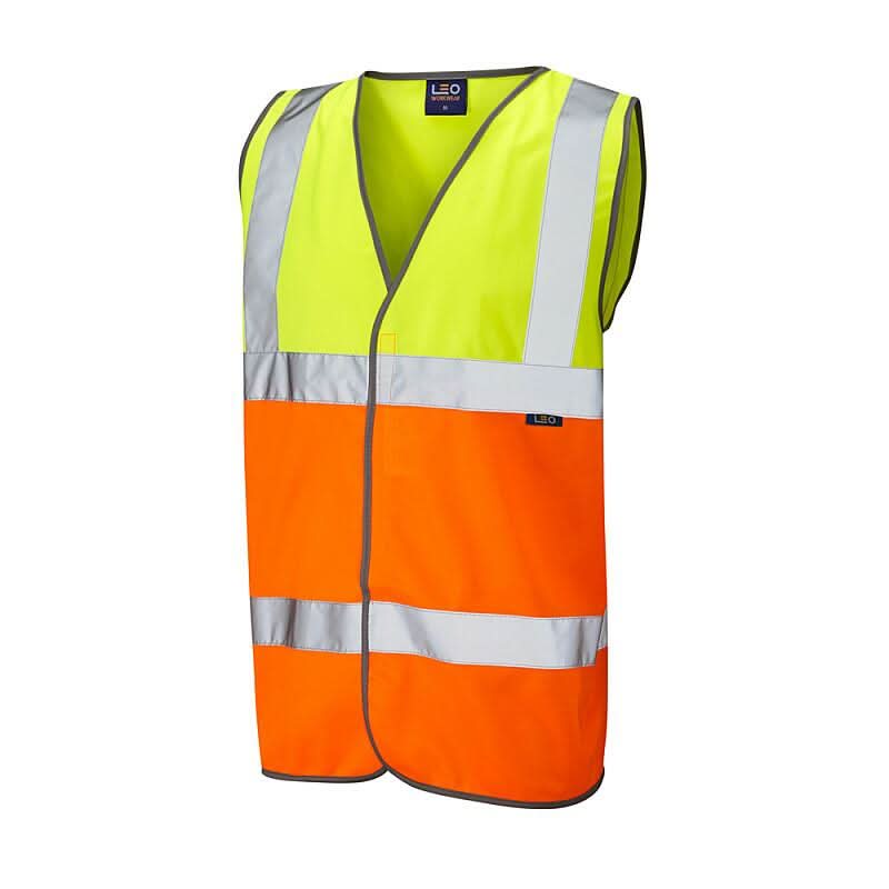 Leo Tarka ISO 20471 Class 2 Waistcoat W01 - Yellow Orange - Customisable Hi-Vis Vest