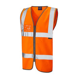 Leo Rumsam ISO 20471 Class 2 Waistcoat Zip Front ID Pocket W02 - Orange - Customisable Hi-Vis Vest