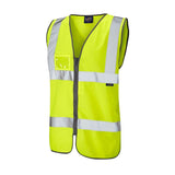 Leo Rumsam ISO 20471 Class 2 Waistcoat Zip Front ID Pocket W02 - Yellow - Customisable Hi-Vis Vest
