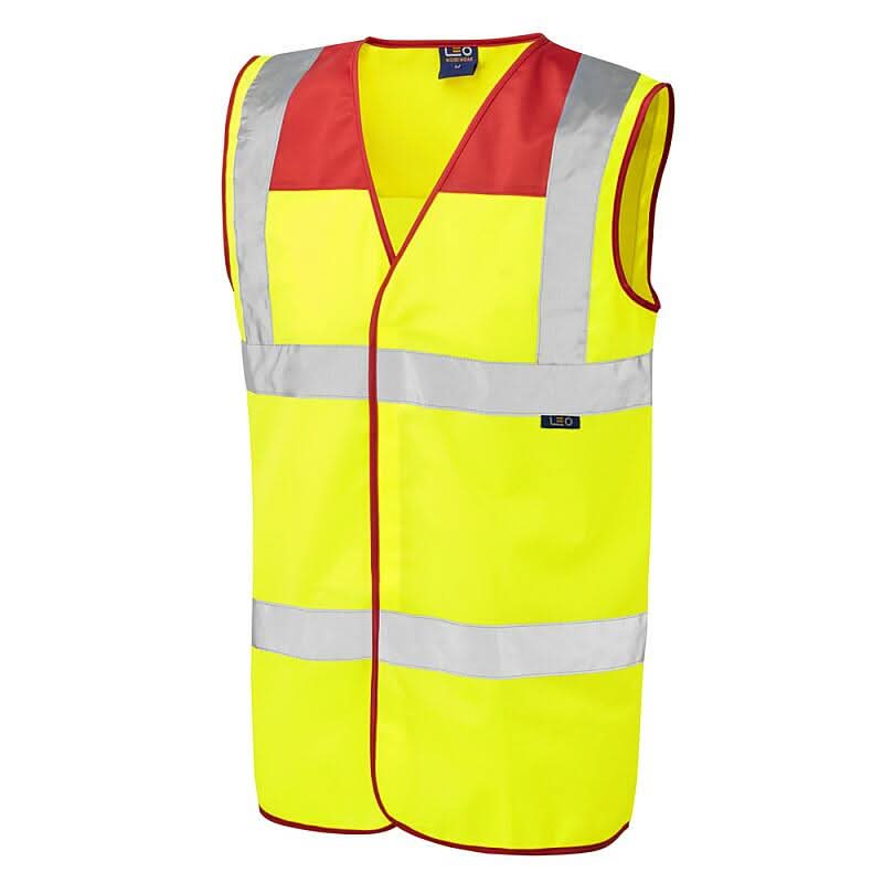 Leo Bradworthy ISO 20471 Class 2 Yoke Waistcoat W09 - Red - Customisable Hi-Vis Vest