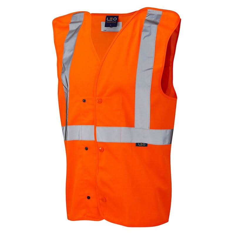 Leo Chapelton ISO 20471 Class 2 Underground Waistcoat W18 - Orange - Customisable Hi-Vis Vest
