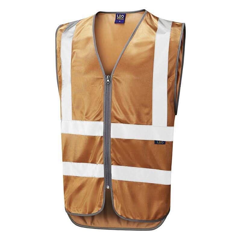 Leo Commodore Single Colour Reflective Waistcoat Non ISO 20471 W35 - Bronze - Customisable Hi-Vis Vest