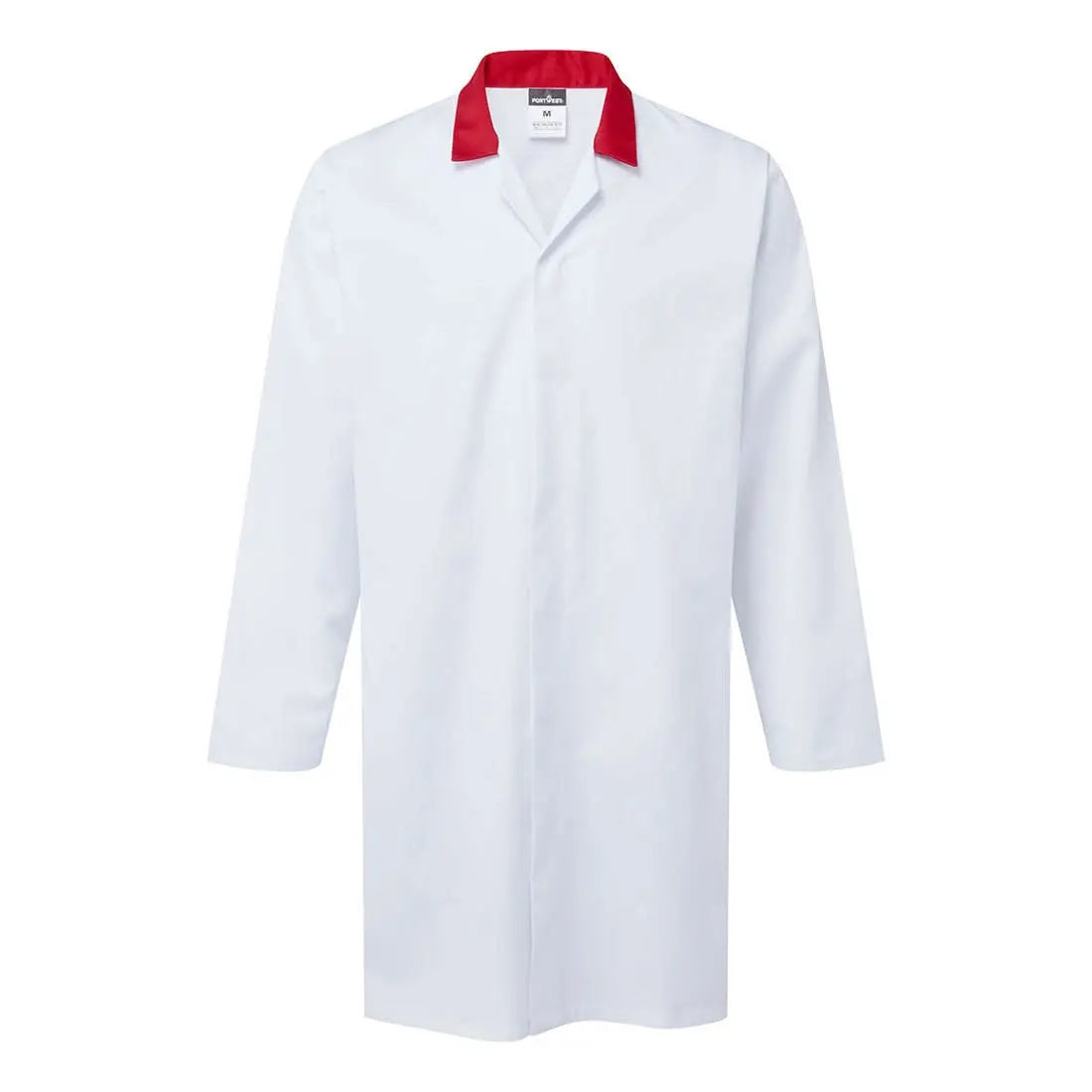Portwest Food Industry No Pocket Coat 2210 - White Red - Customisable Jacket