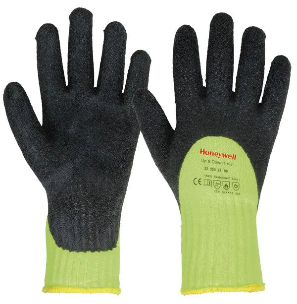 Honeywell Up And Down Hi Viz Gloves Hw2232023 - Yellow - Customisable Knitted