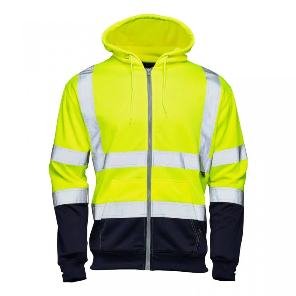 Supertouch Hi Vis Yellow 2 Tone Hooded Zipped Sweatshirt - 318XXY |  Supertouch