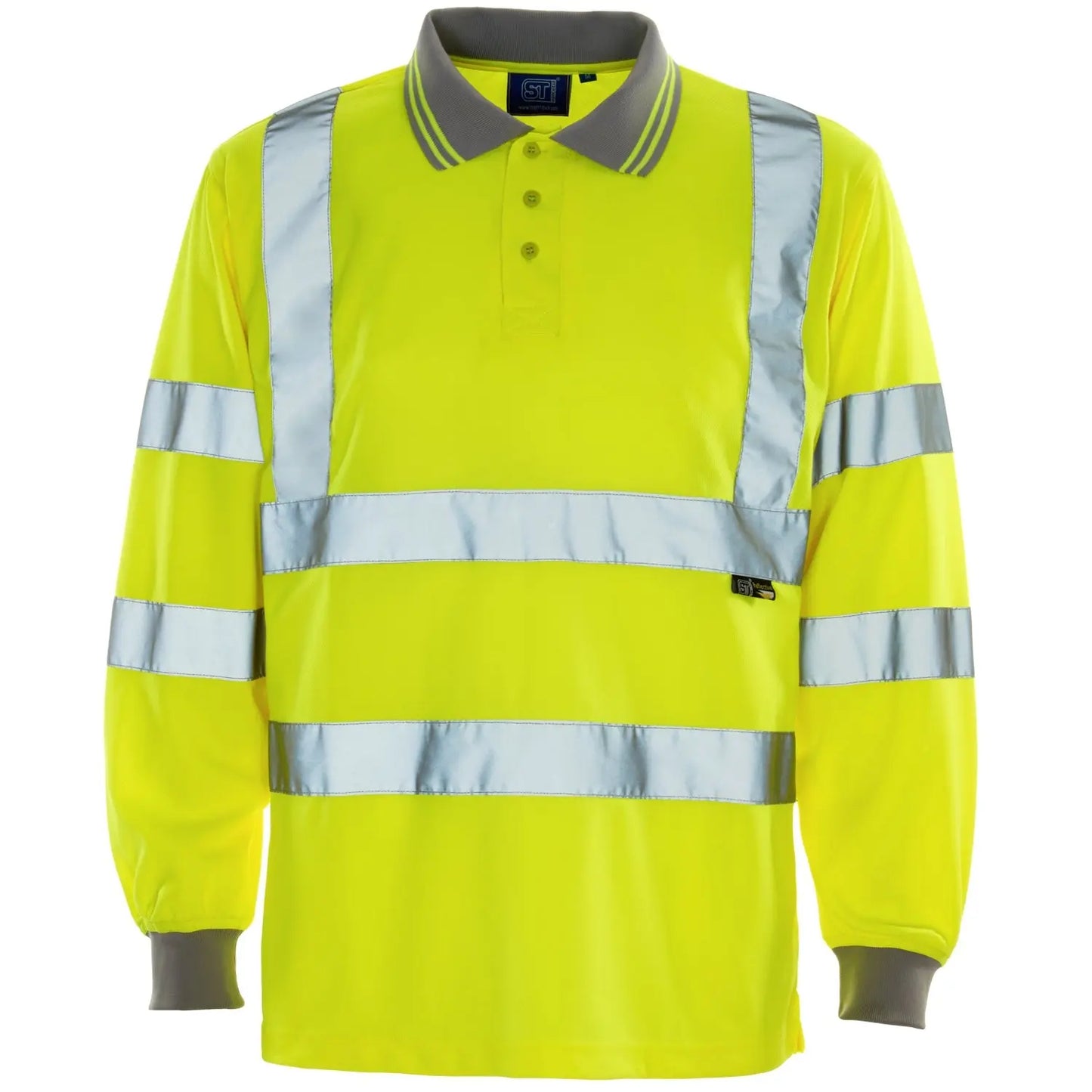 Supertouch - Hi Vis Long Sleeve Bird Eye Polo Shirt - H103 - Yellow - Customisable Shirt