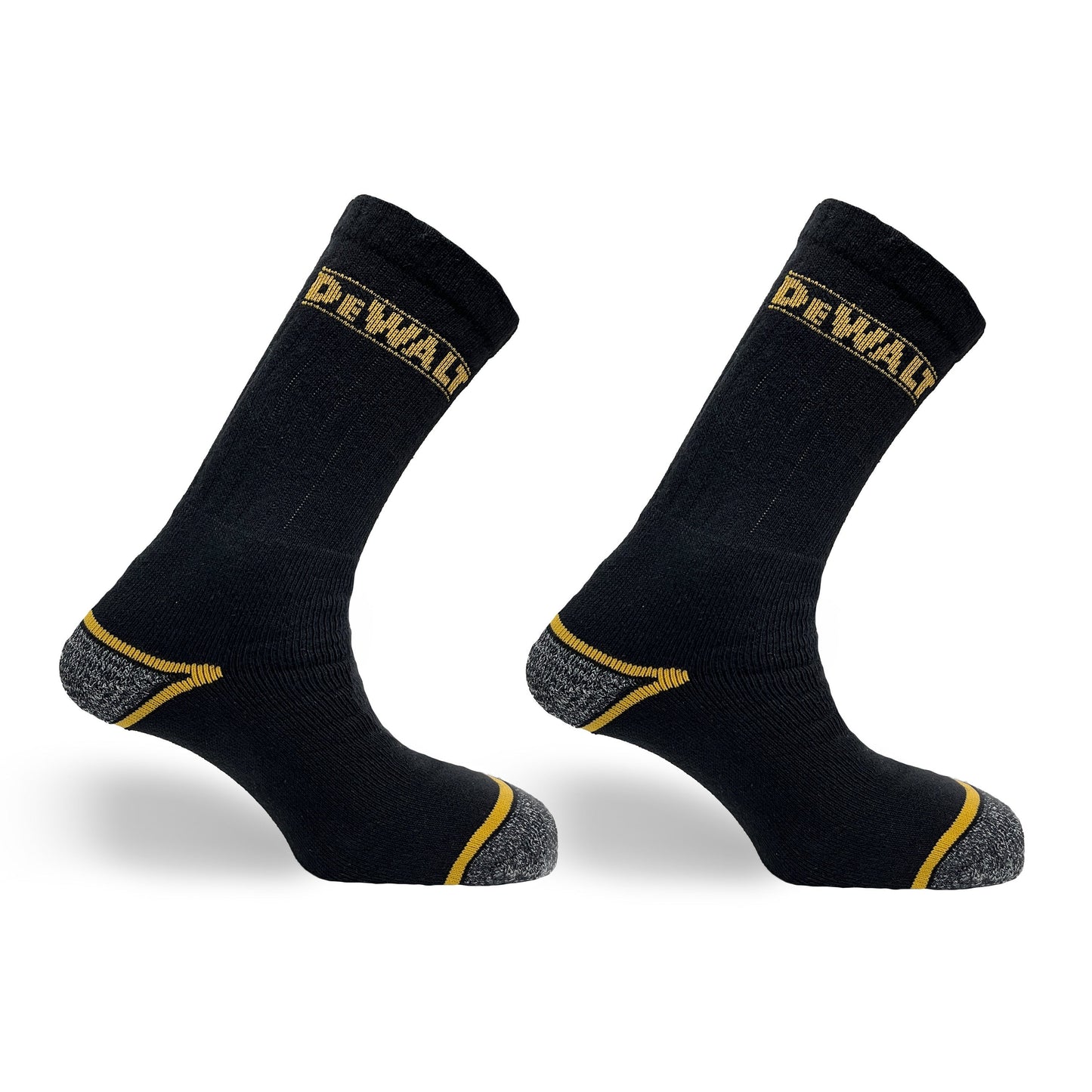 DeWalt Hydro Sock Twin Pair Pack of work socks Black/Yellow - Black Size 3 (UK) - Customisable General Safety Shoes
