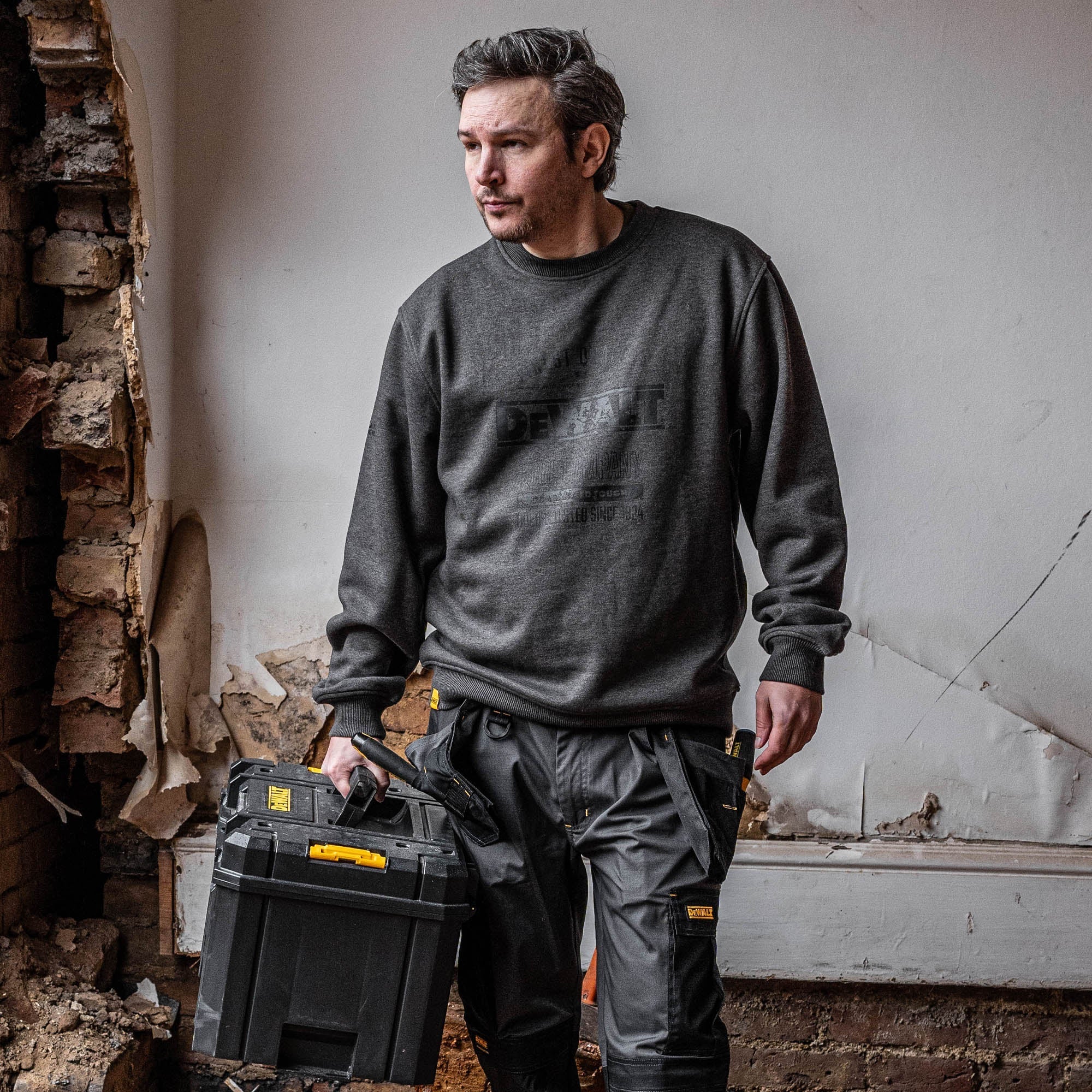 DeWalt Delaware Crew Neck Sweatshirt Charcoal Grey - - Customisable Workwear
