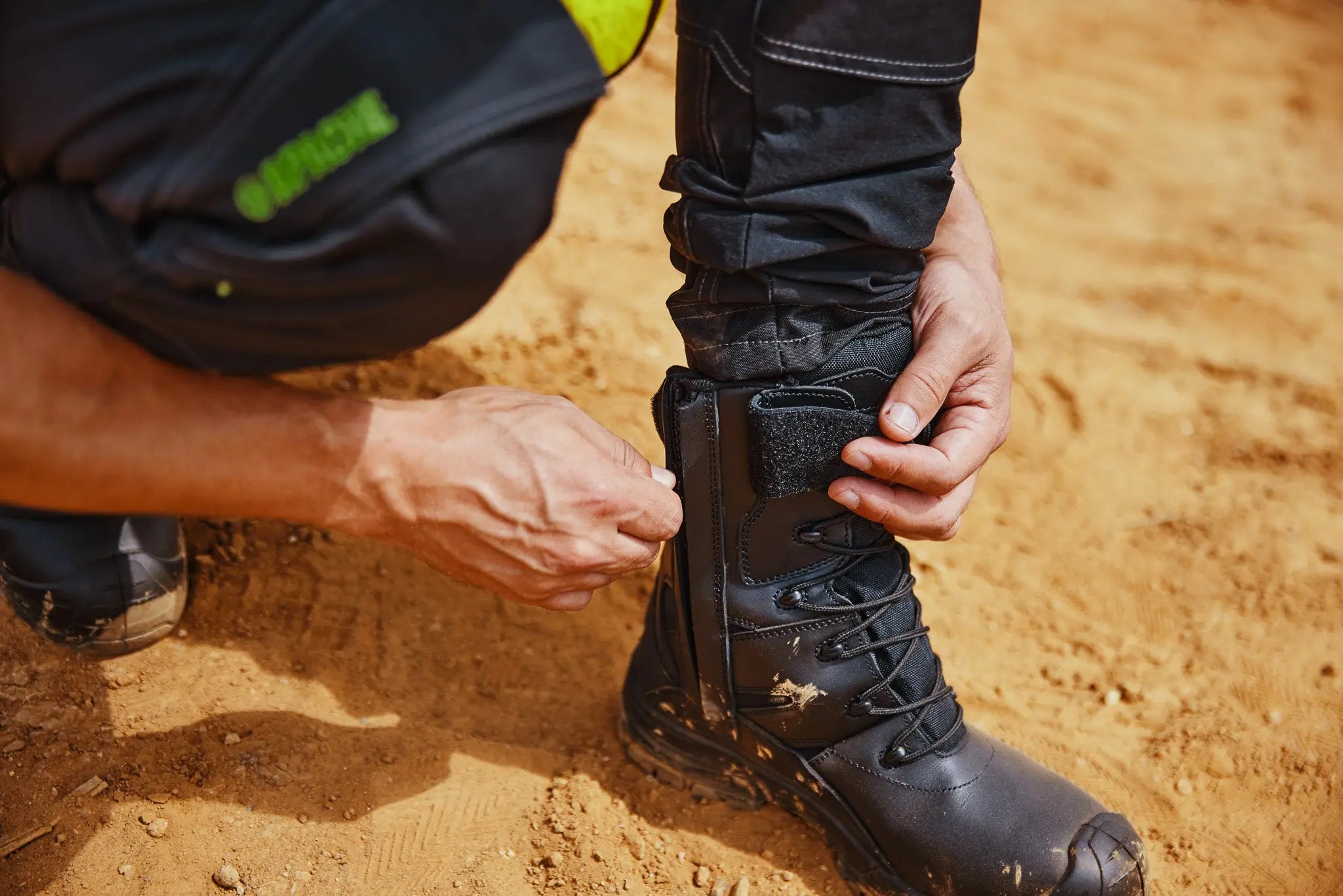 Apache COMBAT Non Metallic High Leg Safety Boot Black - - Customisable Boots