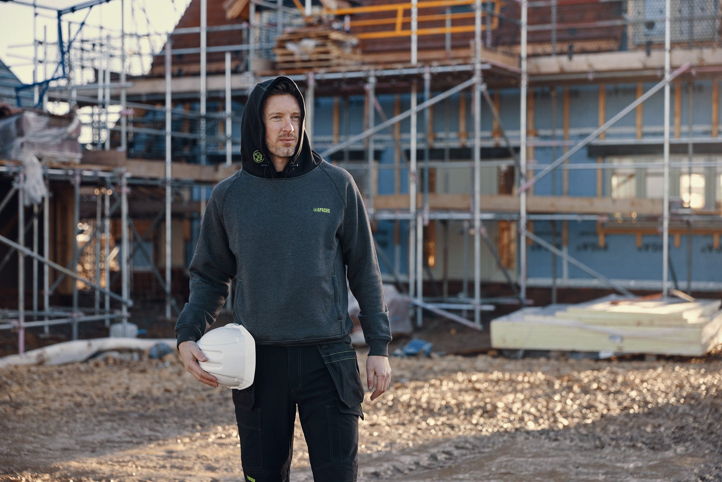 Apache Kingston Hooded Sweatshirt 320 GSM Grey/Black - - Customisable Workwear
