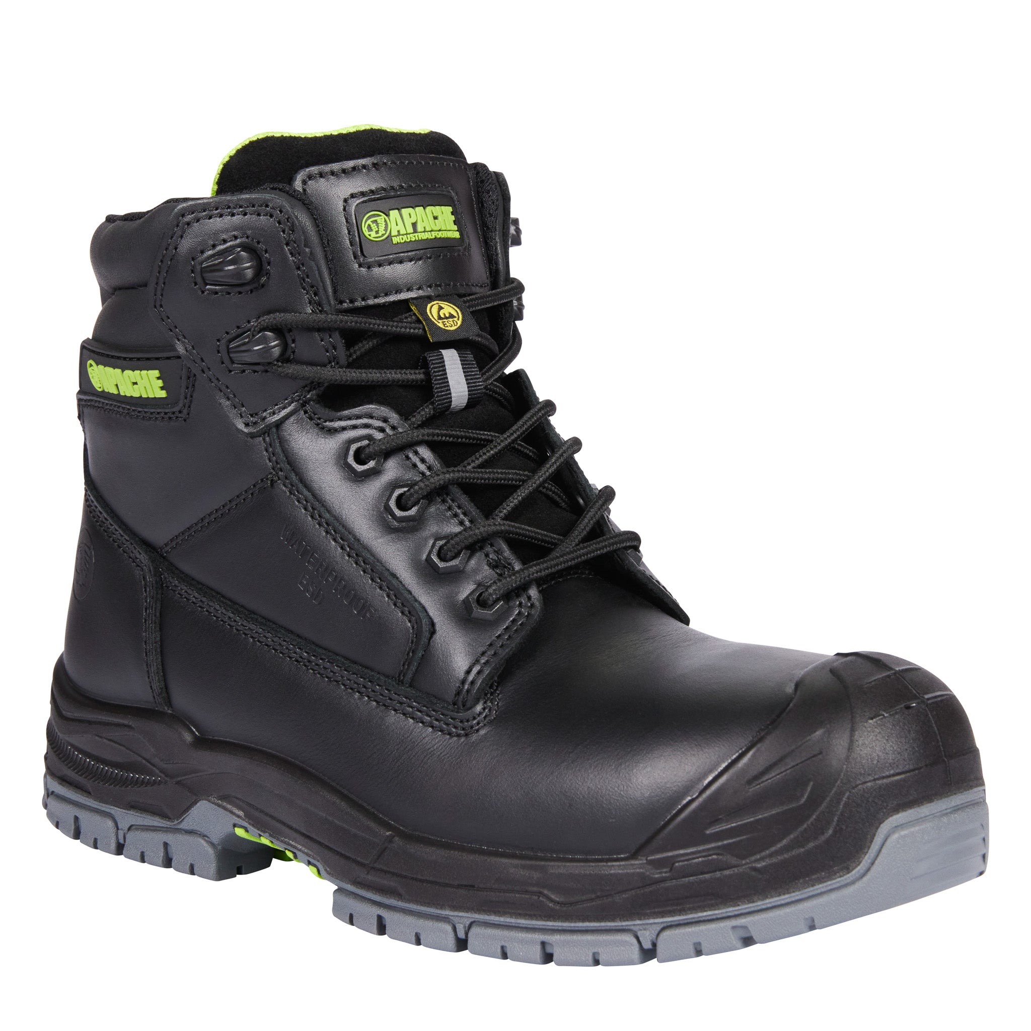 Apache Cranbrook Waterproof ESD Safety Boot - GTS Outsole Black - Black - Customisable Boots