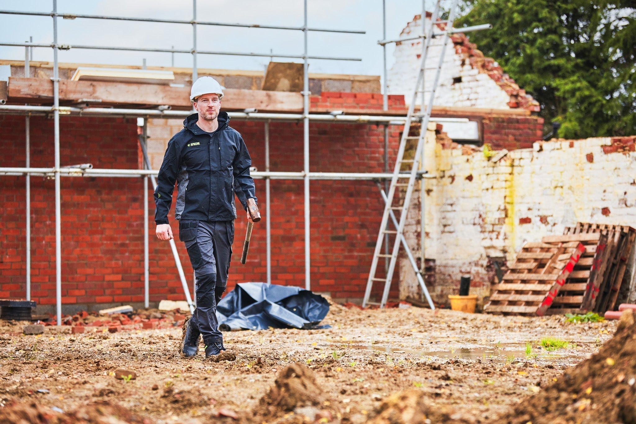 Apache Sudbury Stretch Slim Fit Holster Pocket Trouser Grey/Black - - Customisable Workwear