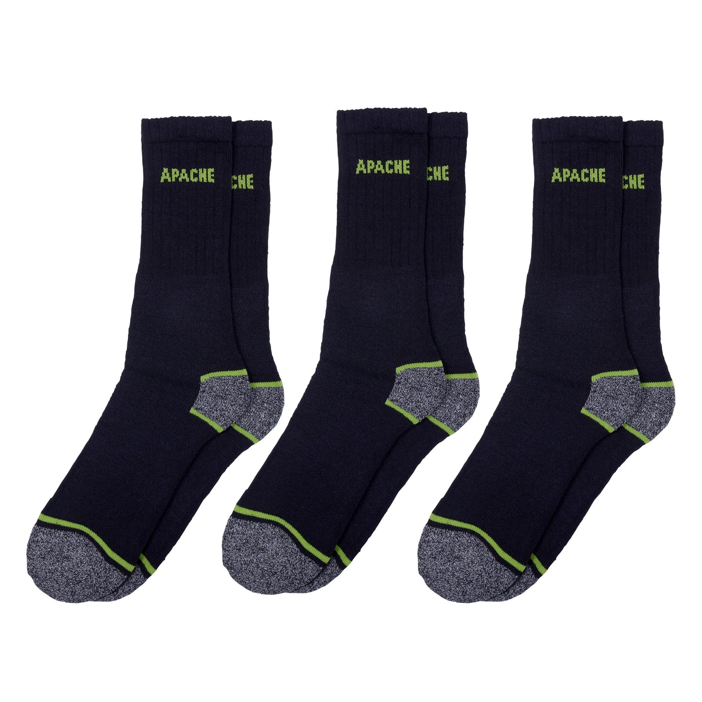 Apache Burlington 3 Pack Work Sock Black/Grey - - Customisable Workwear