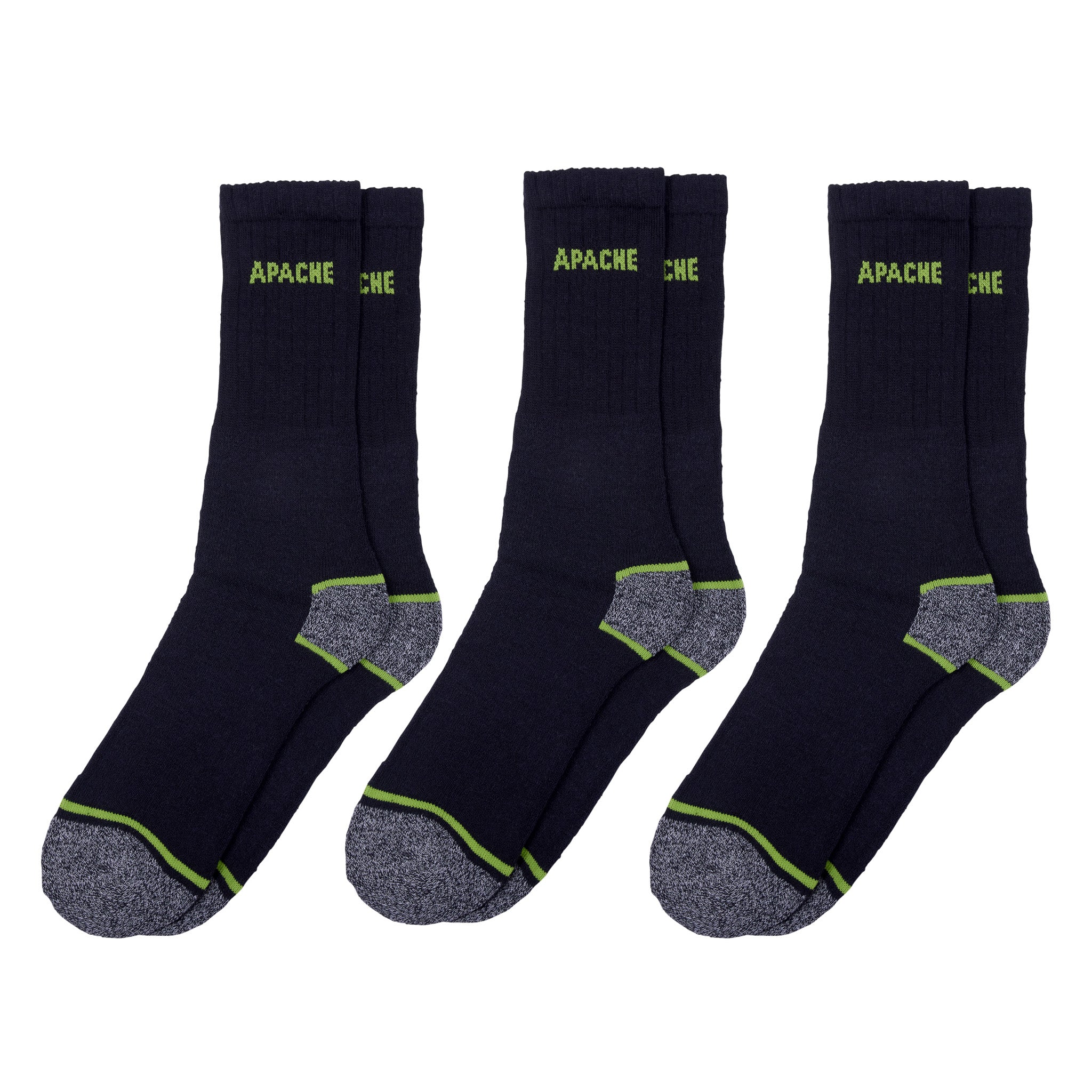 Apache Burlington 3 Pack Work Sock Black/Grey - - Customisable Workwear