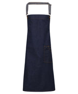 District waxed-look denim bib apron