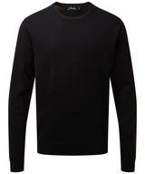 Crew neck cotton-rich knitted sweater