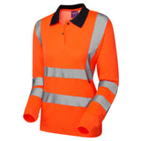 EcoViz Comfort Womens Sleeved Orange Polo Shirt Beaford PL05 - HV ORANGE - Customisable Hi-Vis Polo Shirts