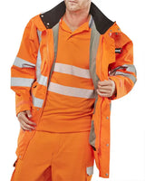 Beeswift Elsener Hi Vis In Jacket And Bodywarmer Waterproof 7 In1 - Orange - Customisable Jacket