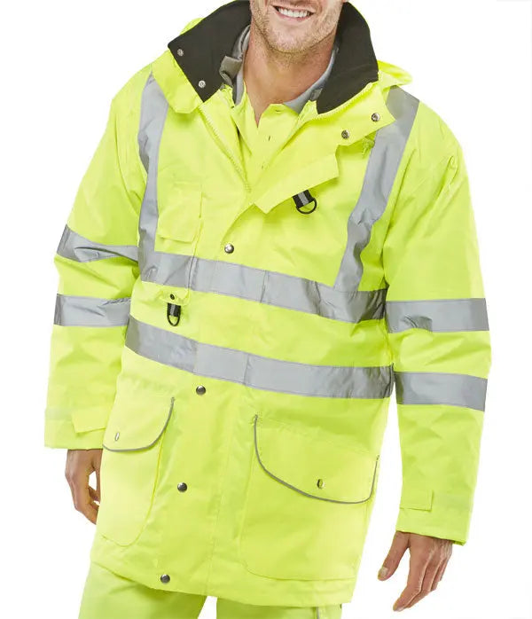 Beeswift Elsener Hi Vis In Jacket And Bodywarmer Waterproof 7 In1 - Saturn Yellow - Customisable Jacket