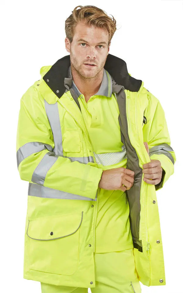 Beeswift Elsener Hi Vis In Jacket And Bodywarmer Waterproof 7 In1 - - Customisable Jacket