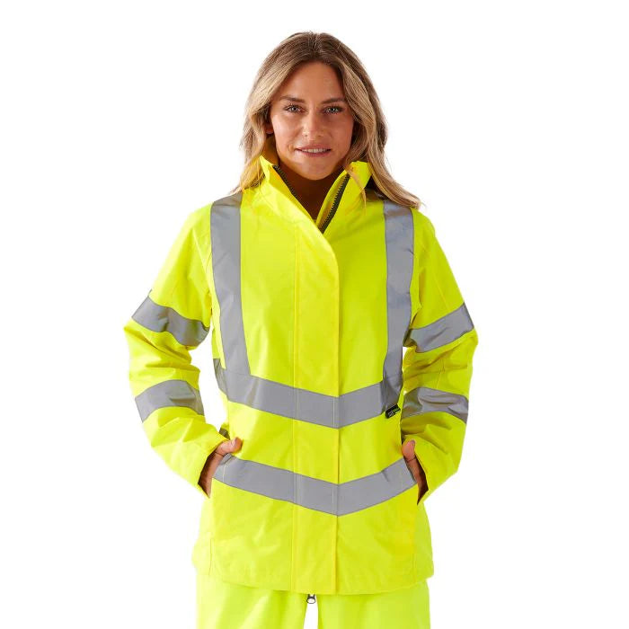 Supertouch - Ladies Hi Vis Yellow Sophia Lightweight Jacket - HV302 |  Supertouch