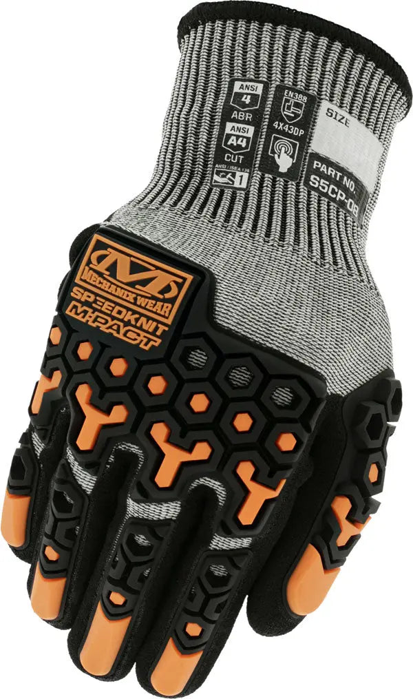 Mechanix Speed Knit M Pact Glove Mxs5 Cp 08 - Black Orange - Customisable Mechanics