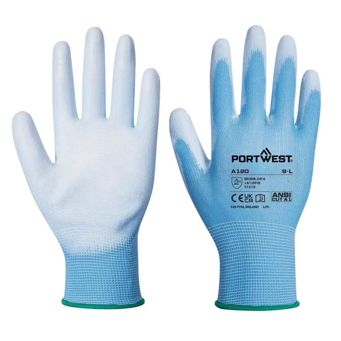 Portwest PU Palm Glove (Box Of 144 Pairs) A120 - Blue - Customisable Glove Bundle