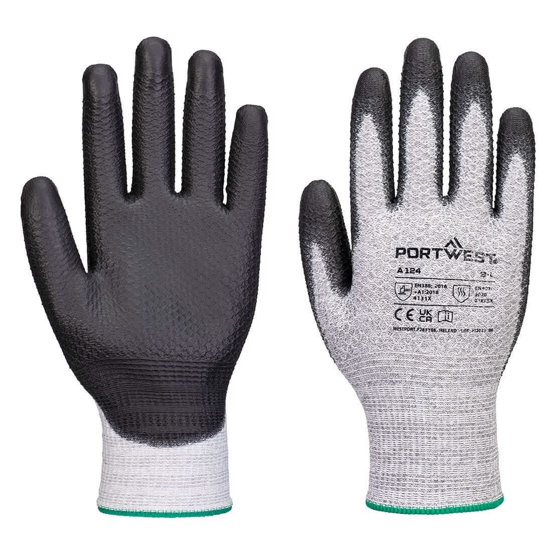Portwest Grip 13 PU Diamond Knit Gloves - 12 Pack - A124 - Grey Black - Customisable Hand Protection