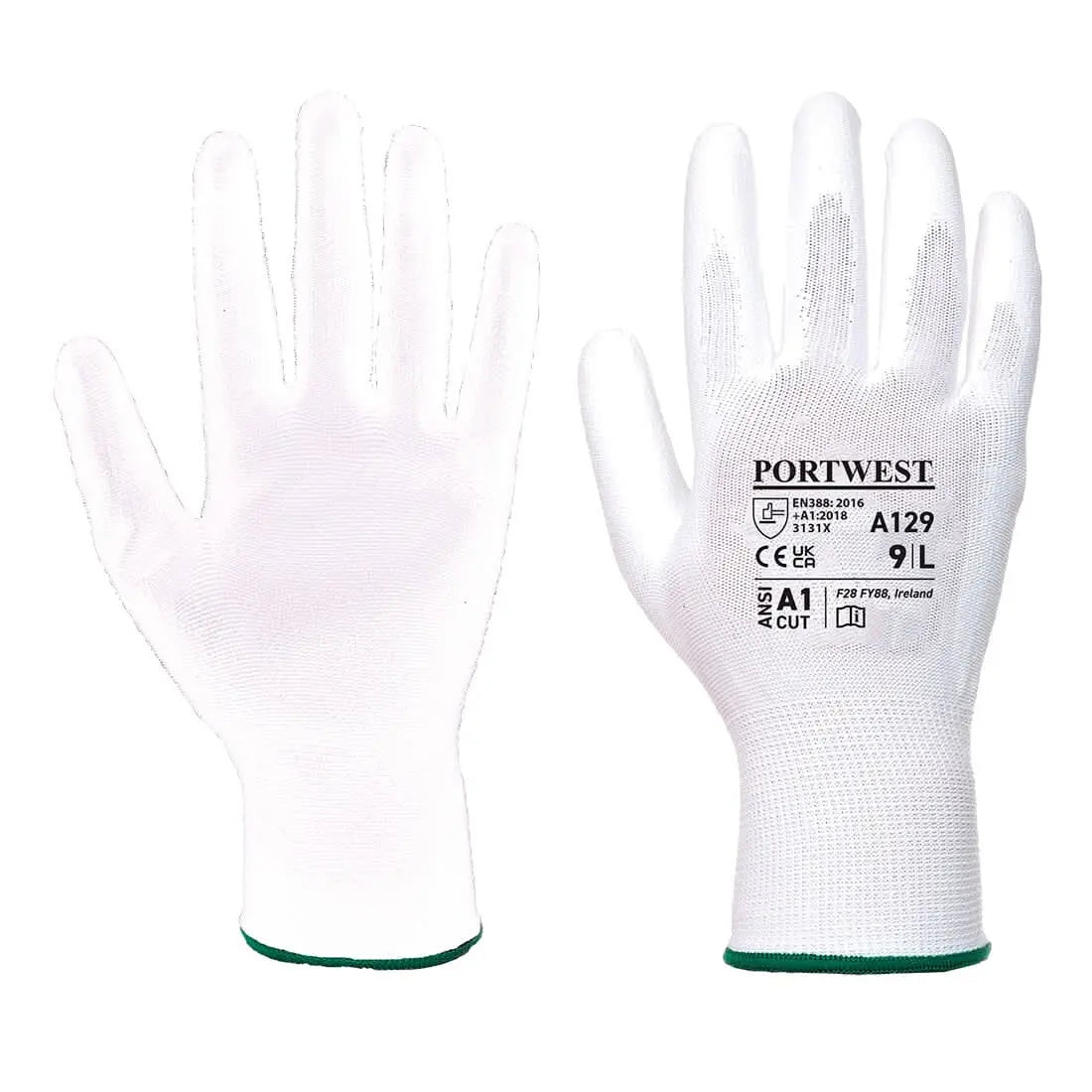 Portwest Pu Palm Glove Carton 480 Pairs A129 - White - Customisable Hand Protection