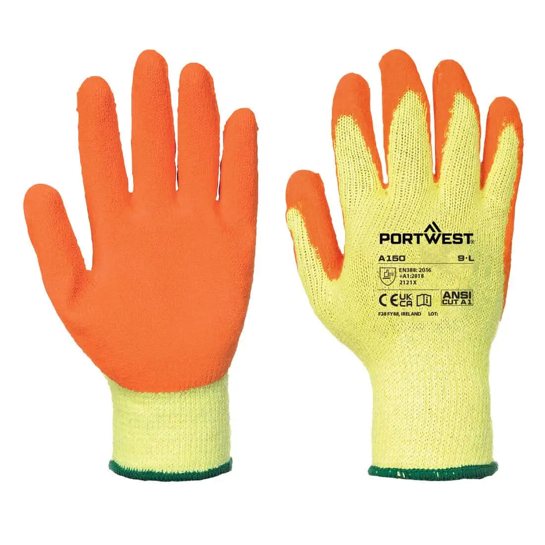 Portwest Classic Grip Glove Latex (144 Pairs) A150 - Orange - Customisable Glove Bundle