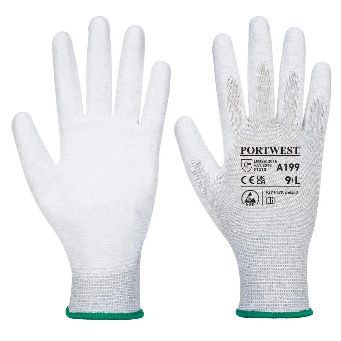 Portwest Antistatic Pu Palm Glove A199 - Grey - Customisable Hand Protection