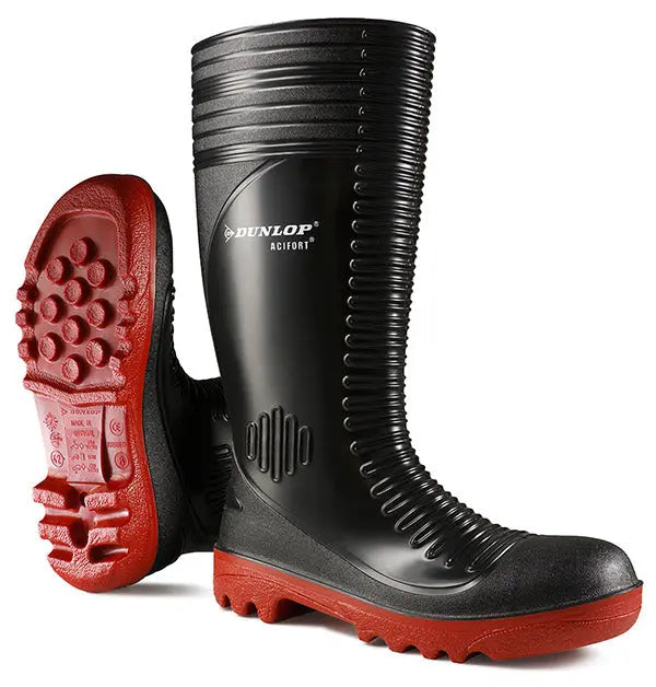 Dunlop Acifort Ribbed Full Safety Wellingtons A252931 - Black - Customisable Wellingtons