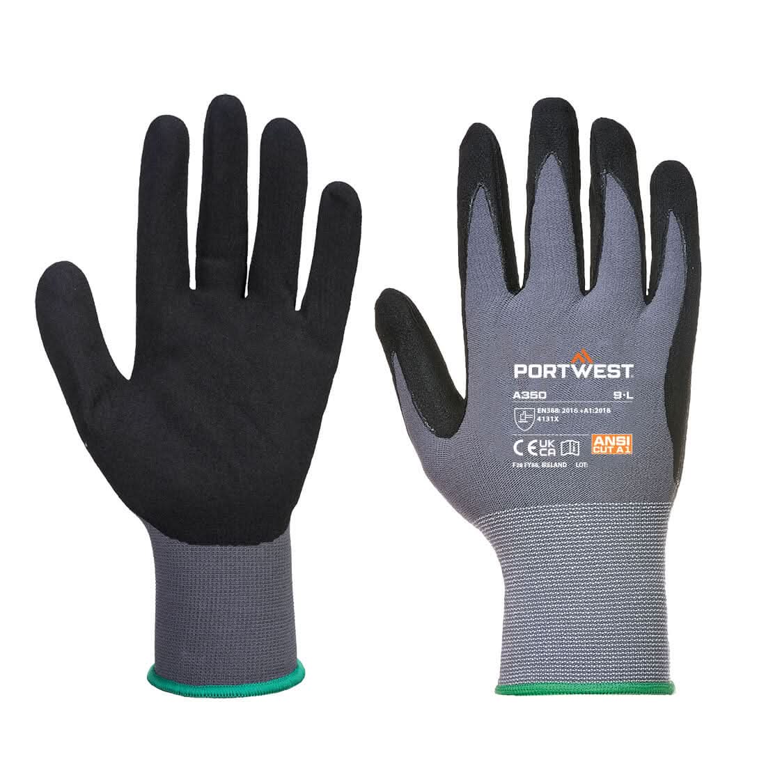 Portwest A350 Dermiflex Nitrile Gloves 12 Pairs - Black - Customisable Hand Protection