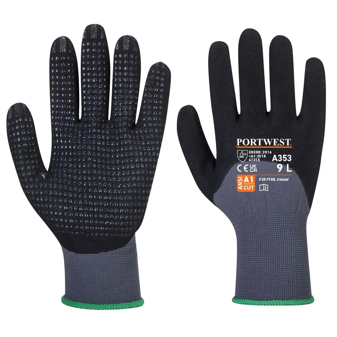 Portwest Dermiflex Ultra Plus Glove A353 - Grey Black - Customisable Hand Protection