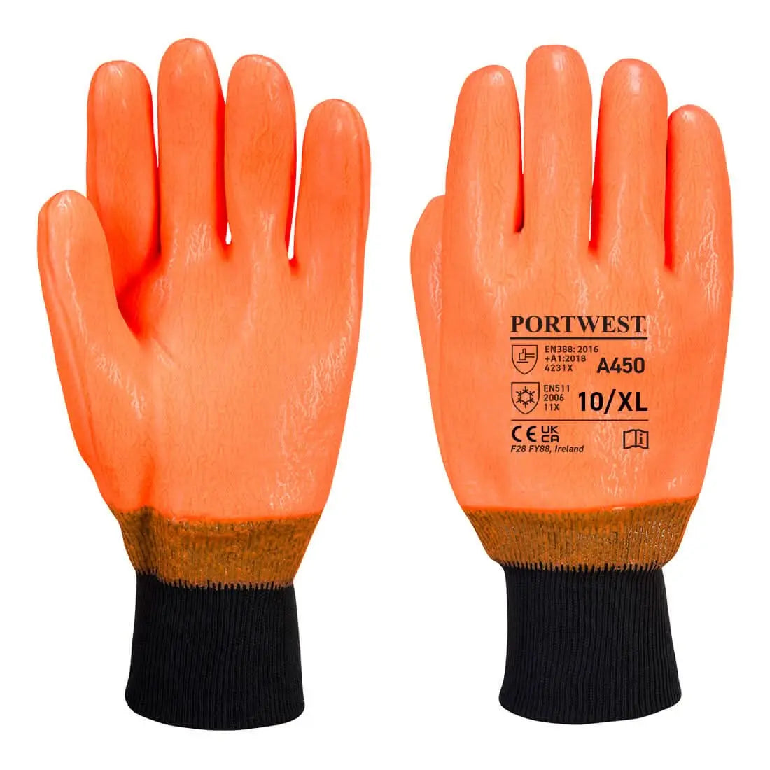 Portwest Weatherproof Hi Vis Glove A450 - Orange XL - Customisable Hand Protection