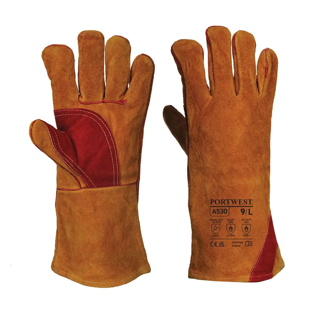 Portwest Reinforced Welding Gauntlet A530 - Brown - Customisable Hand Protection