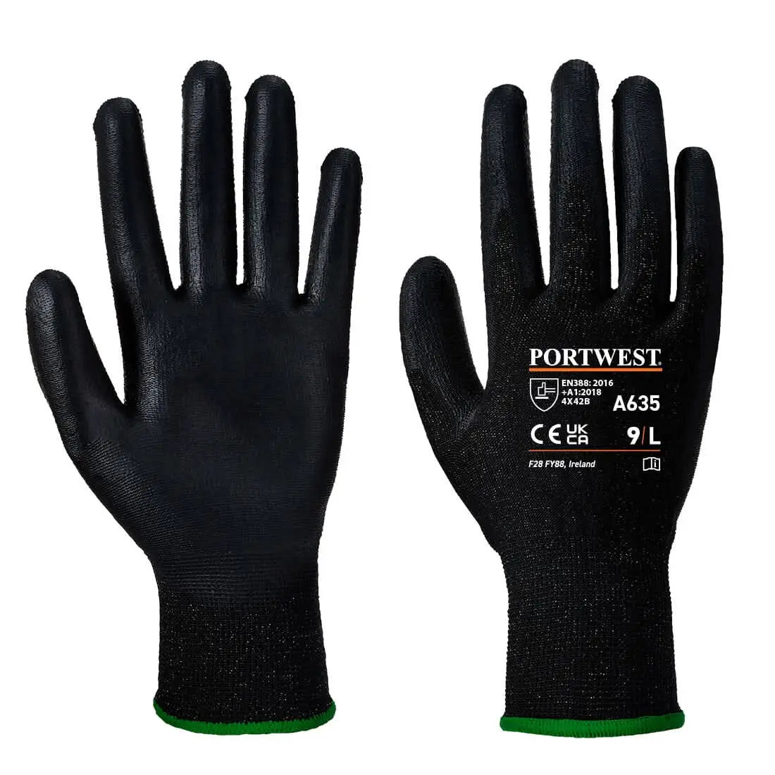 Portwest Cut B13 Pu Economy Glove A635 - Black - Customisable Hand Protection
